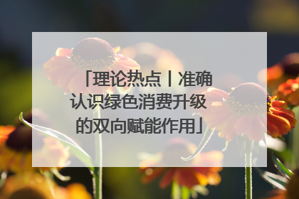 理论热点丨准确认识绿色消费升级的双向赋能作用