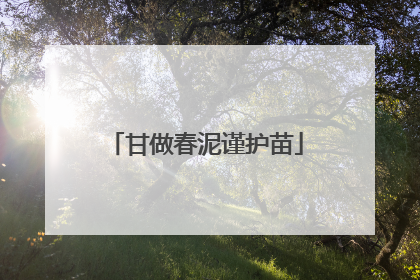 甘做春泥谨护苗