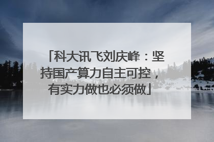 科大讯飞刘庆峰：坚持国产算力自主可控，有实力做也必须做