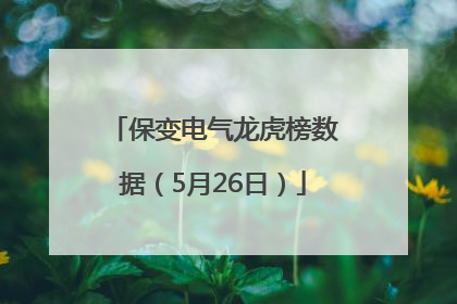 保变电气龙虎榜数据（5月26日）