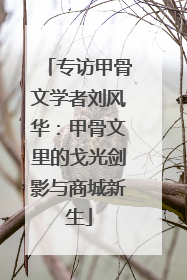 专访甲骨文学者刘风华：甲骨文里的戈光剑影与商城新生
