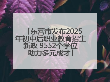 东营市发布2025年初中后职业教育招生新政 9552个学位助力多元成才