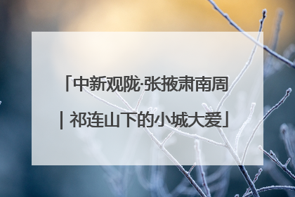 中新观陇·张掖肃南周｜祁连山下的小城大爱