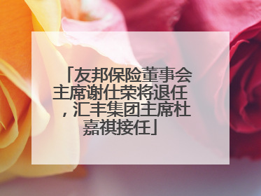 友邦保险董事会主席谢仕荣将退任，汇丰集团主席杜嘉祺接任