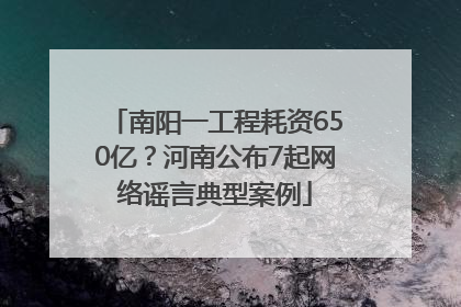 南阳一工程耗资650亿？河南公布7起网络谣言典型案例