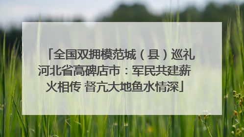 全国双拥模范城（县）巡礼河北省高碑店市：军民共建薪火相传 督亢大地鱼水情深