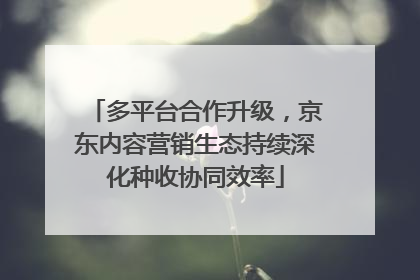 多平台合作升级，京东内容营销生态持续深化种收协同效率