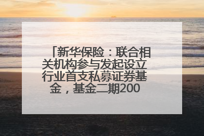新华保险：联合相关机构参与发起设立行业首支私募证券基金，基金二期200亿元已募集完毕