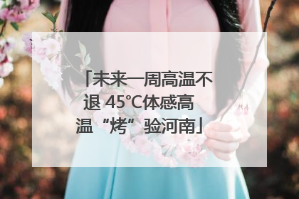 未来一周高温不退 45℃体感高温“烤”验河南
