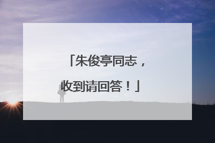 朱俊亭同志，收到请回答！