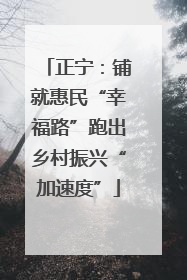 正宁：铺就惠民“幸福路”跑出乡村振兴“加速度”