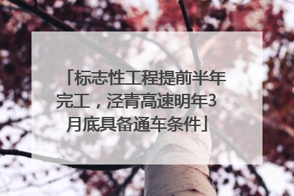 标志性工程提前半年完工，泾青高速明年3月底具备通车条件