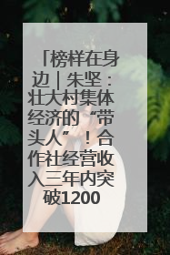 榜样在身边｜朱坚：壮大村集体经济的“带头人”！合作社经营收入三年内突破1200万元
