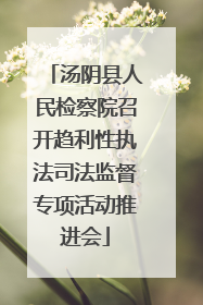 汤阴县人民检察院召开趋利性执法司法监督专项活动推进会