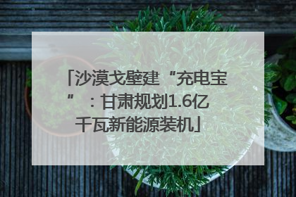 沙漠戈壁建“充电宝”：甘肃规划1.6亿千瓦新能源装机