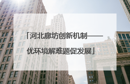 河北廊坊创新机制——优环境解难题促发展