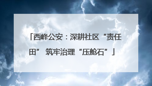西峰公安：深耕社区“责任田” 筑牢治理“压舱石”
