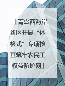 青岛西海岸新区开展“体检式”专项检查筑牢农民工权益防护网