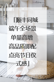 顺丰同城端午全场景单量高增 高品质即配点亮节日仪式感