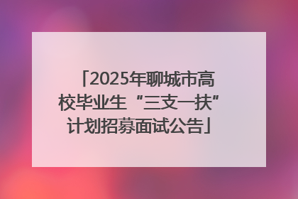 2025年聊城市高校毕业生“三支一扶”计划招募面试公告