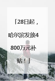 28日起，哈尔滨发放4800万元补贴！