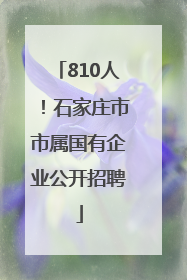 810人！石家庄市市属国有企业公开招聘